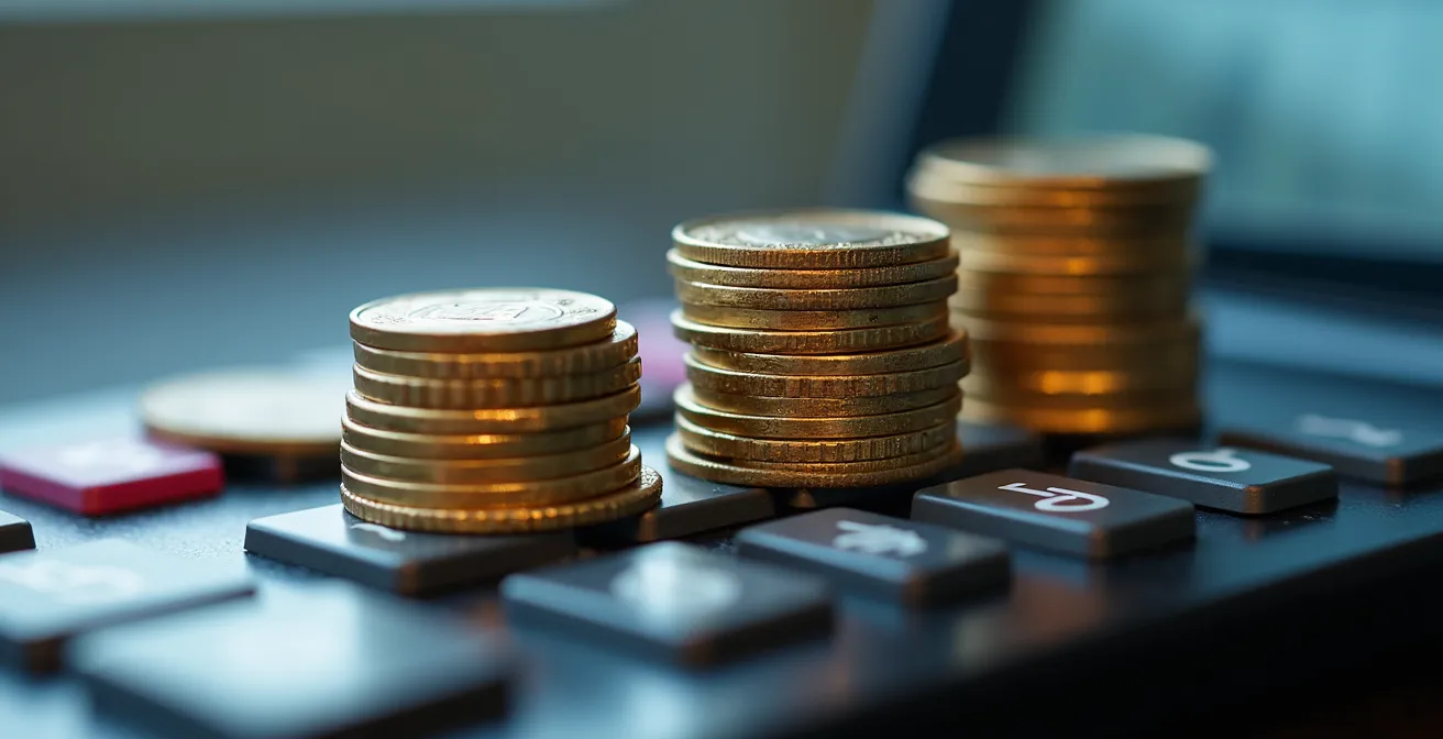 Détail macro de pièces empilées avec texture métallique