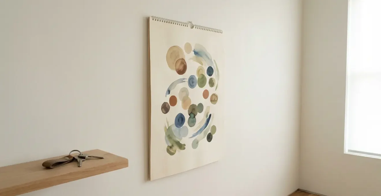 Calendrier mural avec dates marquées et clés de voiture posées à côté