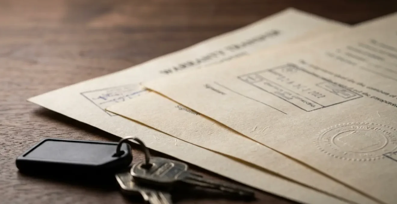 Documents de garantie automobile organisés sur bureau avec clés de voiture