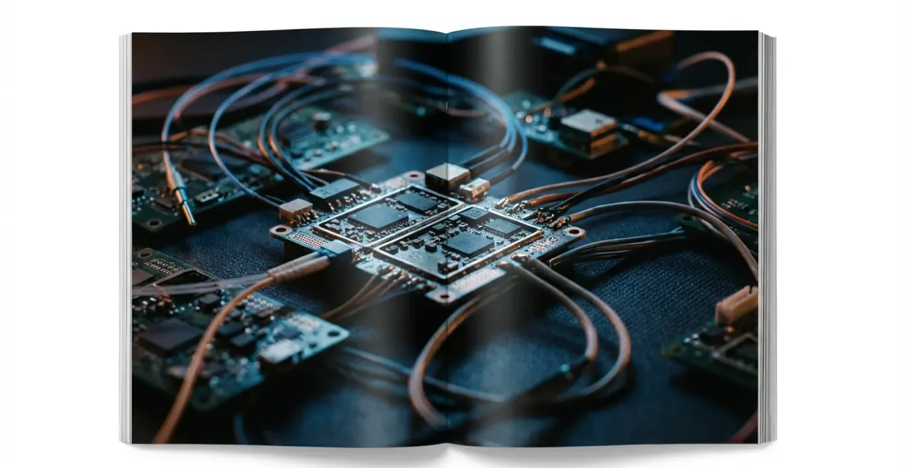 Vue détaillée des composants électroniques sophistiqués à l'intérieur d'une voiture moderne