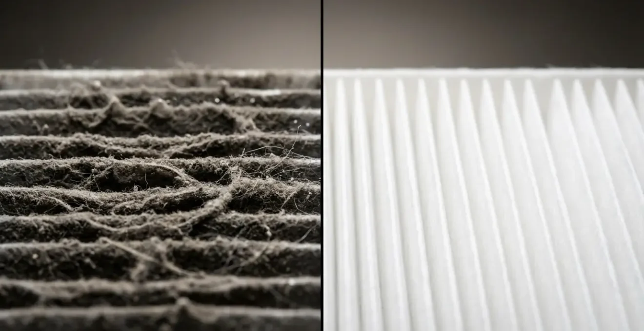 Filtre à air encrassé comparé à un filtre neuf avec effet sur la consommation