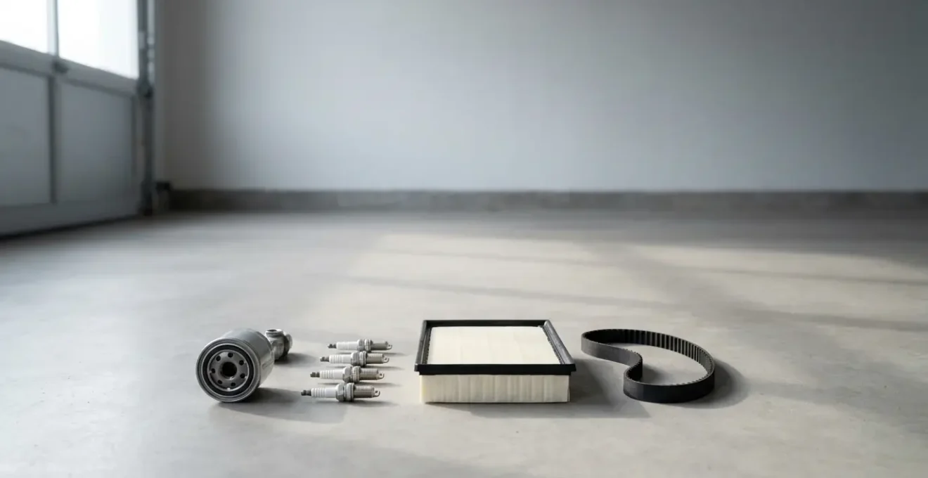 Vue d'ensemble d'un carnet d'entretien automobile avec planning et outils de maintenance