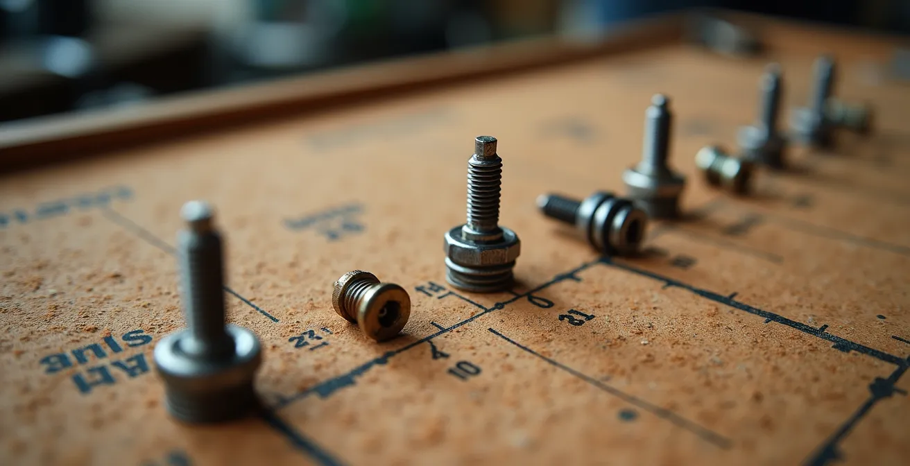 Vue macro de planning de restauration avec phases du projet marquées par des pièces automobiles