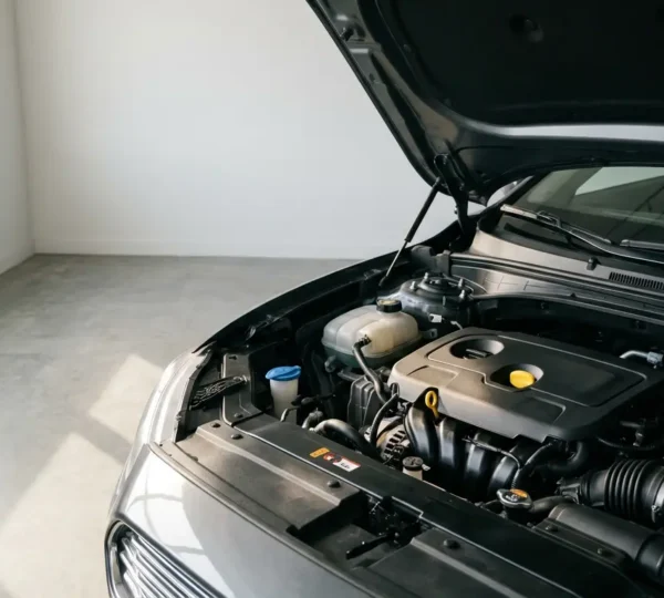 Mécanicien vérifiant les niveaux de liquide sous le capot d'une voiture
